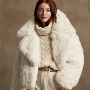Banana Republic Puffer Faux Fur Reversible White M